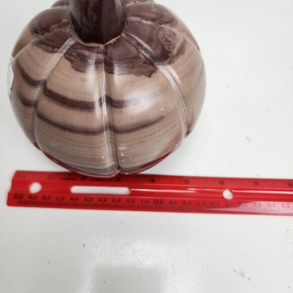 Autumn Decor Red Marble Pumpkin Natural Threshold™ designed w/ Studio McGee NEW - Picture 4 of 5